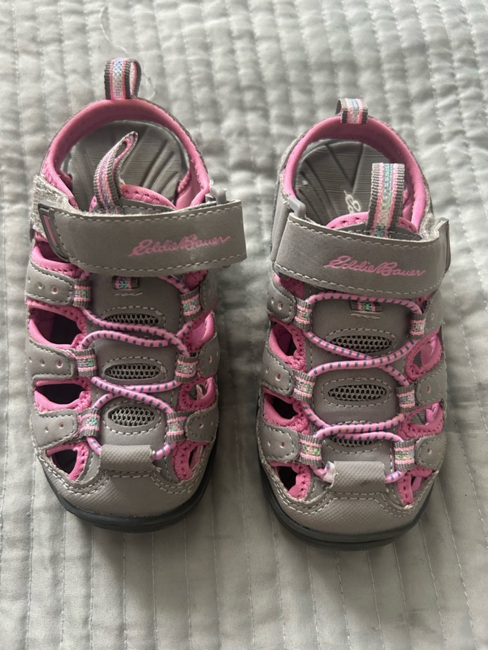 Eddie Bauer Gray and Pink Closed-Toe Toddler Girl Sandals